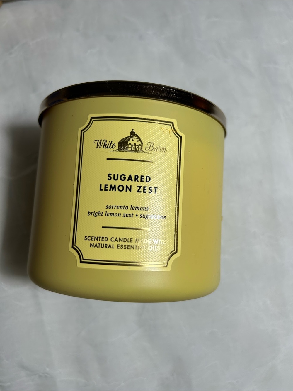 White Barn Sugared Lemon Zest Yellow 3 wick Candle Bath and Body Works - Picture 1 of 7